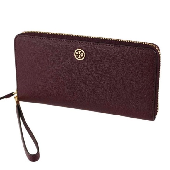 Tory Burch Handbags - Tory Burch Burgundy Robinson Wristlet Wallet